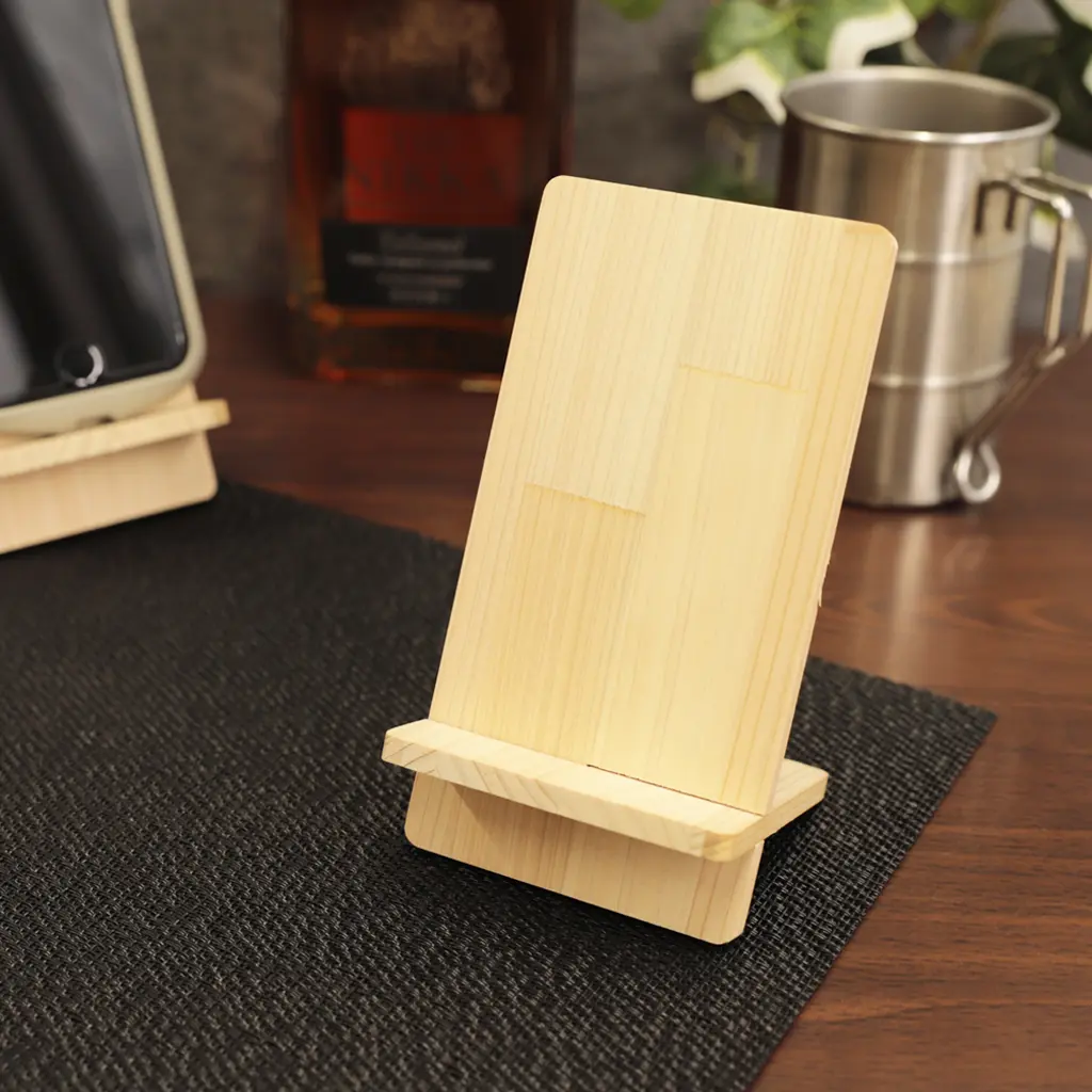 組立てヒノキスマホスタンド | ノベルティや記念品でSDGsに間伐材