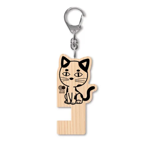 スマホスタンドキーホルダー 木でオシャレなデザインのノベルティ 記念品 木製ノベルティwood