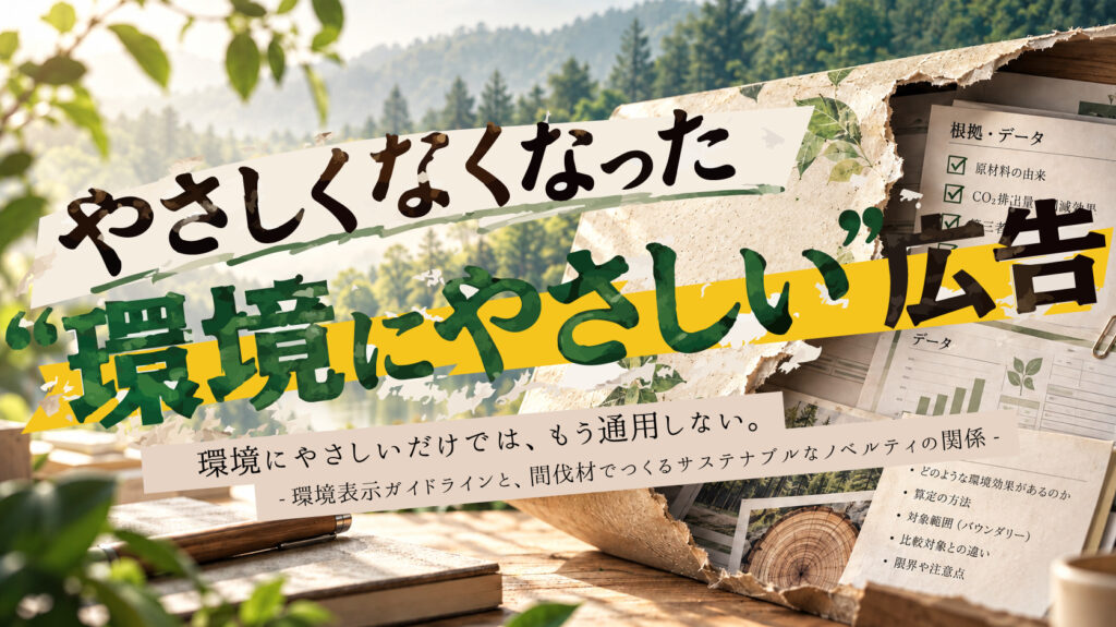やさしくなくなった“環境にやさしい”｜環境表示ガイドラインと、間伐材でつくるサステナブルなノベルティの関係￼