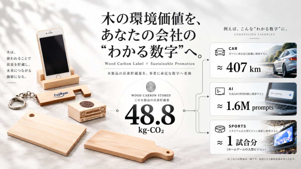 え？ノベルティや記念品にまで脱炭素？ ウッドカーボンラベルで、サステナを“見える化”する販促へ